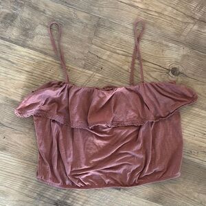 American Eagle Ruffle top Elastic Waist Tank Top Size Large